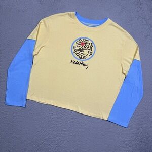 Keith haring art long sleeve cropped T-shirt